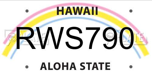 RWS790 Hawaii License Plate