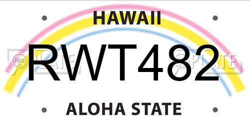 RWT482 Hawaii License Plate