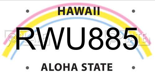 RWU885 Hawaii License Plate