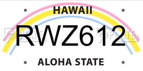 RWZ612 Hawaii License Plate