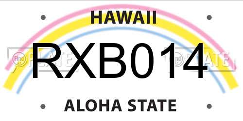 RXB014 Hawaii License Plate