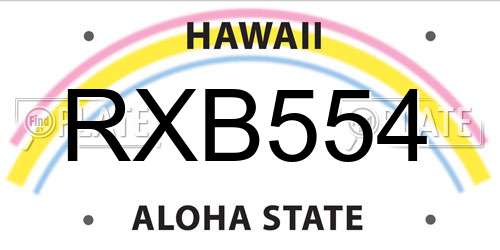 RXB554 Hawaii License Plate