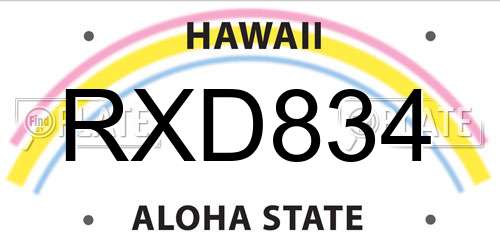 RXD834 Hawaii License Plate