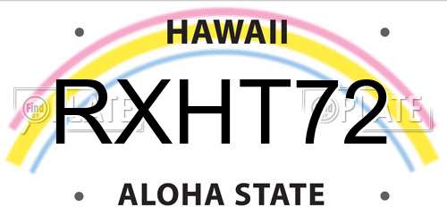 RXHT72 Hawaii License Plate