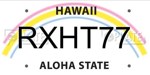 RXHT77 Hawaii License Plate