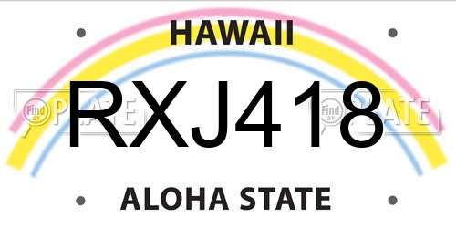 RXJ418 Hawaii License Plate