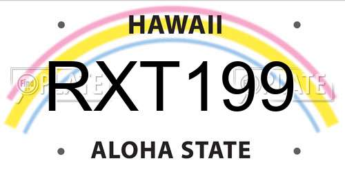 RXT199 Hawaii License Plate
