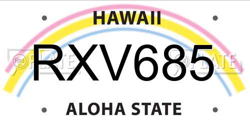 RXV685 Hawaii License Plate