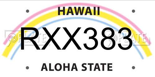 RXX383 Hawaii License Plate