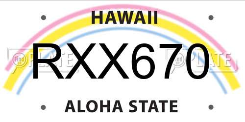 RXX670 Hawaii License Plate