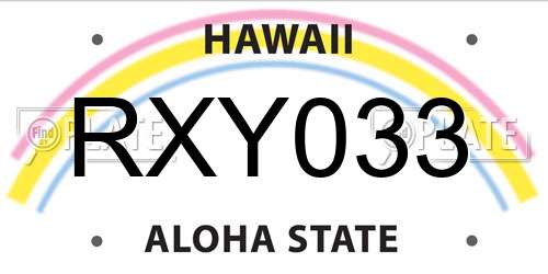 RXY033 Hawaii License Plate