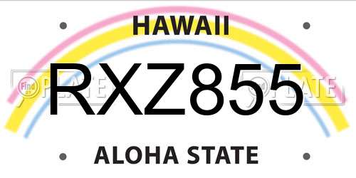 RXZ855 Hawaii License Plate
