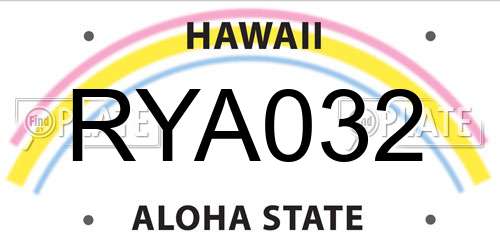 RYA032 Hawaii License Plate