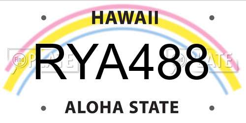 RYA488 Hawaii License Plate
