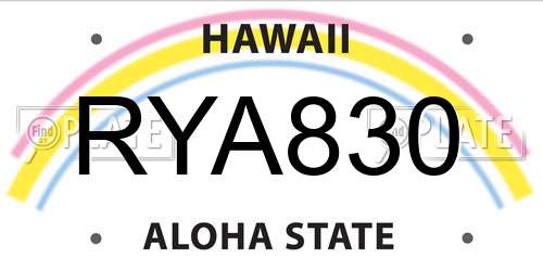 RYA830 Hawaii License Plate