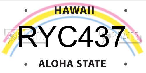RYC437 Hawaii License Plate