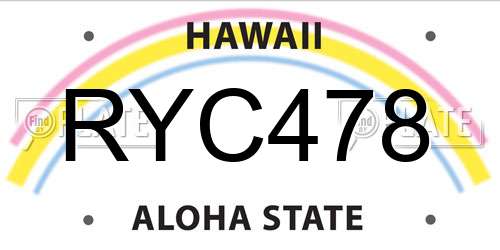 RYC478 Hawaii License Plate