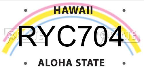 RYC704 Hawaii License Plate