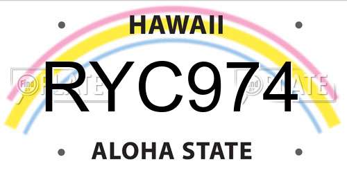RYC974 Hawaii License Plate