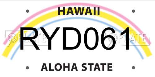 RYD061 Hawaii License Plate