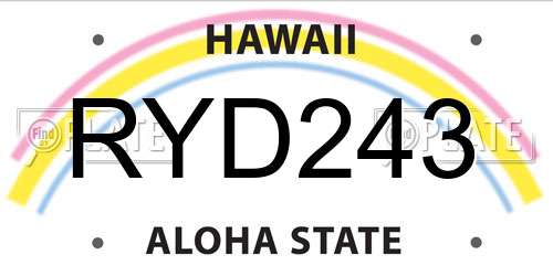 RYD243 Hawaii License Plate