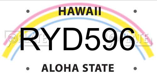 RYD596 Hawaii License Plate