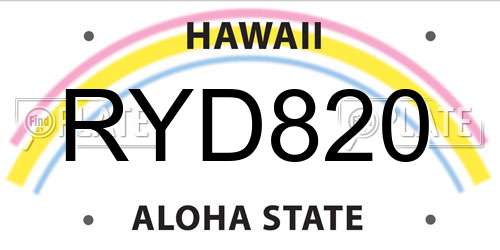 RYD820 Hawaii License Plate
