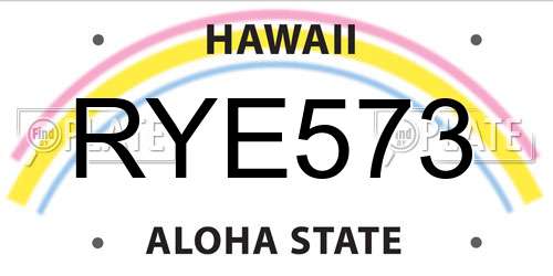 RYE573 Hawaii License Plate