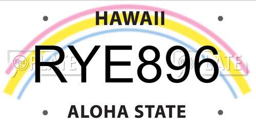 RYE896 Hawaii License Plate