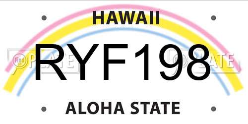 RYF198 Hawaii License Plate