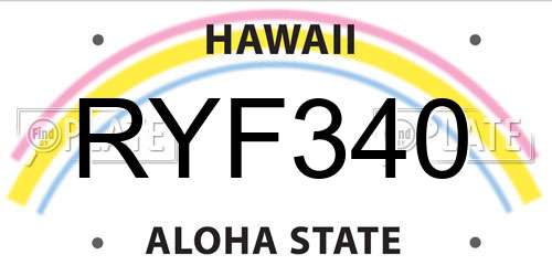 RYF340 Hawaii License Plate