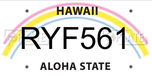 RYF561 Hawaii License Plate