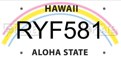 RYF581 Hawaii License Plate
