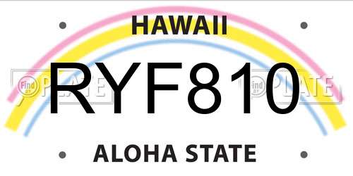 RYF810 Hawaii License Plate