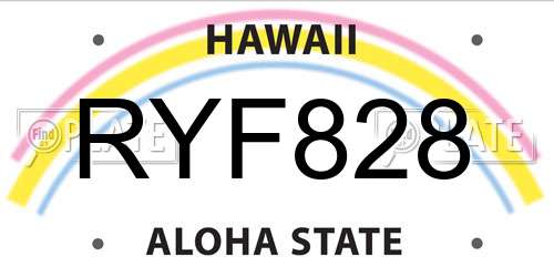 RYF828 Hawaii License Plate