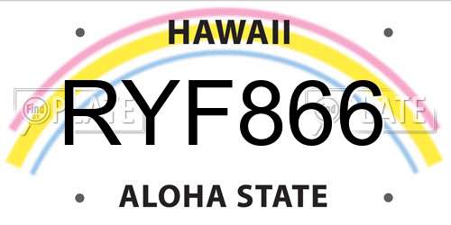 RYF866 Hawaii License Plate