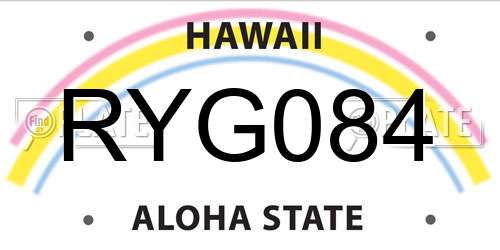 RYG084 Hawaii License Plate