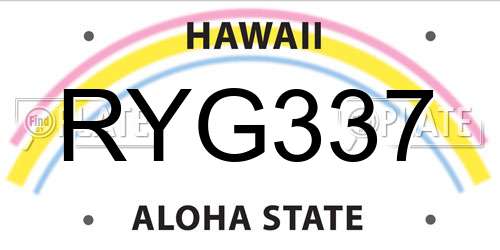 RYG337 Hawaii License Plate