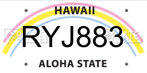 RYJ883 Hawaii License Plate