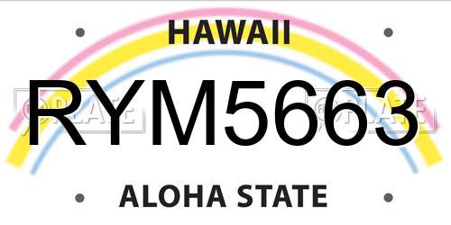 RYM5663 Hawaii License Plate