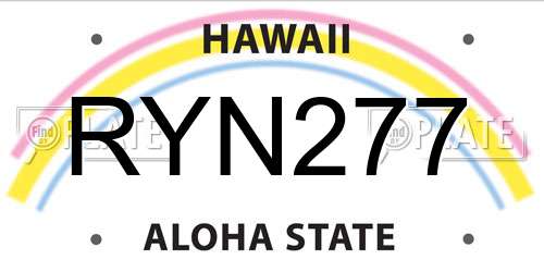RYN277 Hawaii License Plate