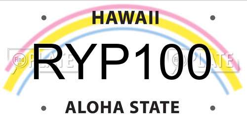 RYP100 Hawaii License Plate
