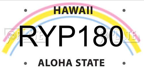 RYP180 Hawaii License Plate