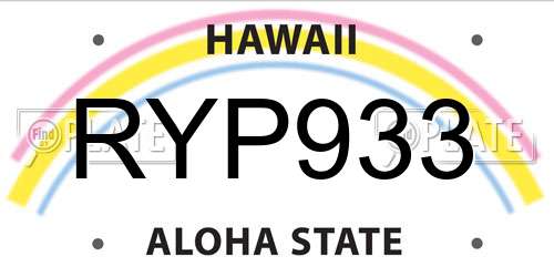 RYP933 Hawaii License Plate