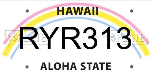 RYR313 Hawaii License Plate