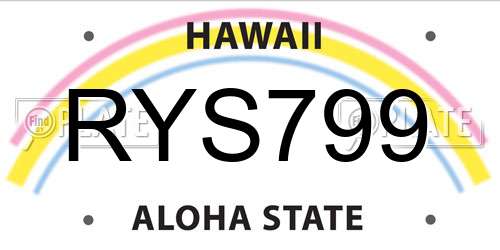 RYS799 Hawaii License Plate