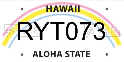RYT073 Hawaii License Plate