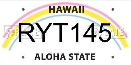RYT145 Hawaii License Plate