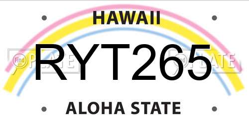 RYT265 Hawaii License Plate