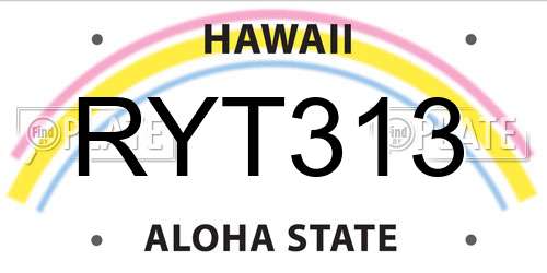 RYT313 Hawaii License Plate